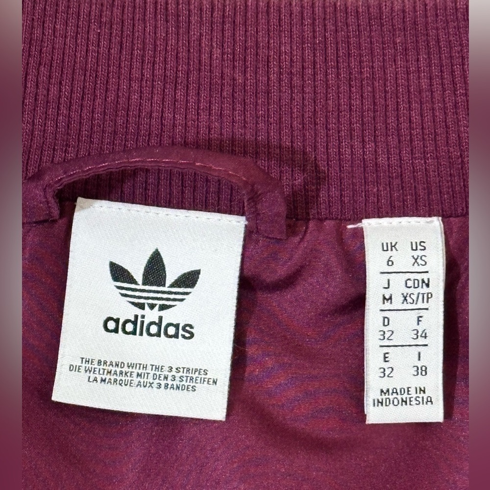 Womens Adidas CLRDO Track Jacket Wine/Blck Velvet Feel - Picture 6 of 10